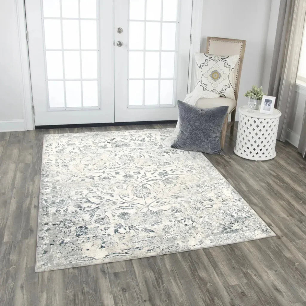 Boxy Scroll Gray Kitchen Hallway Runner Rug - LOOMLAN - LOOMLAN - Area Rugs