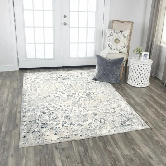 Boxy Scroll Gray Kitchen Hallway Runner Rug - LOOMLAN - LOOMLAN - Area Rugs