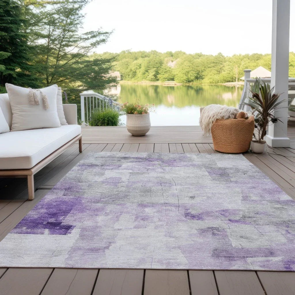 Braeain Purple Washable Indoor - Outdoor Rug - LOOMLAN - LOOMLAN Rugs - Outdoor Rugs