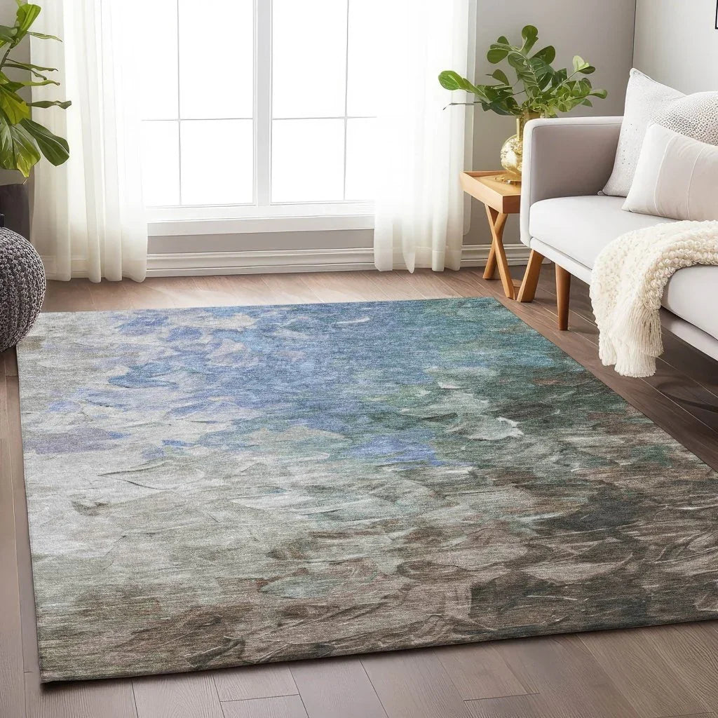 Braearis Blue Washable Indoor - Outdoor Rug - LOOMLAN - LOOMLAN Rugs - Outdoor Rugs