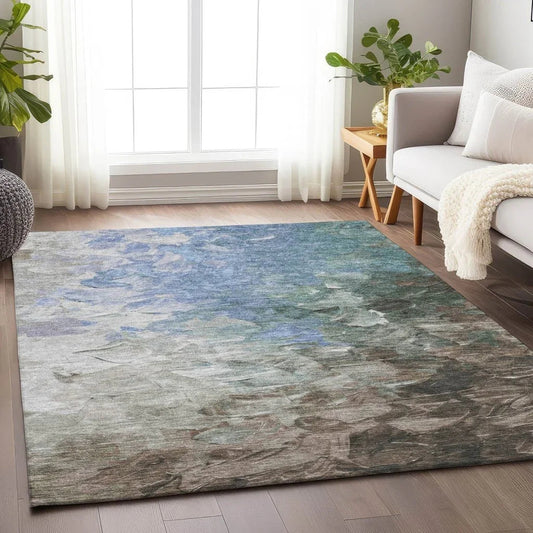 Braearis Blue Washable Indoor - Outdoor Rug - LOOMLAN - LOOMLAN Rugs - Outdoor Rugs