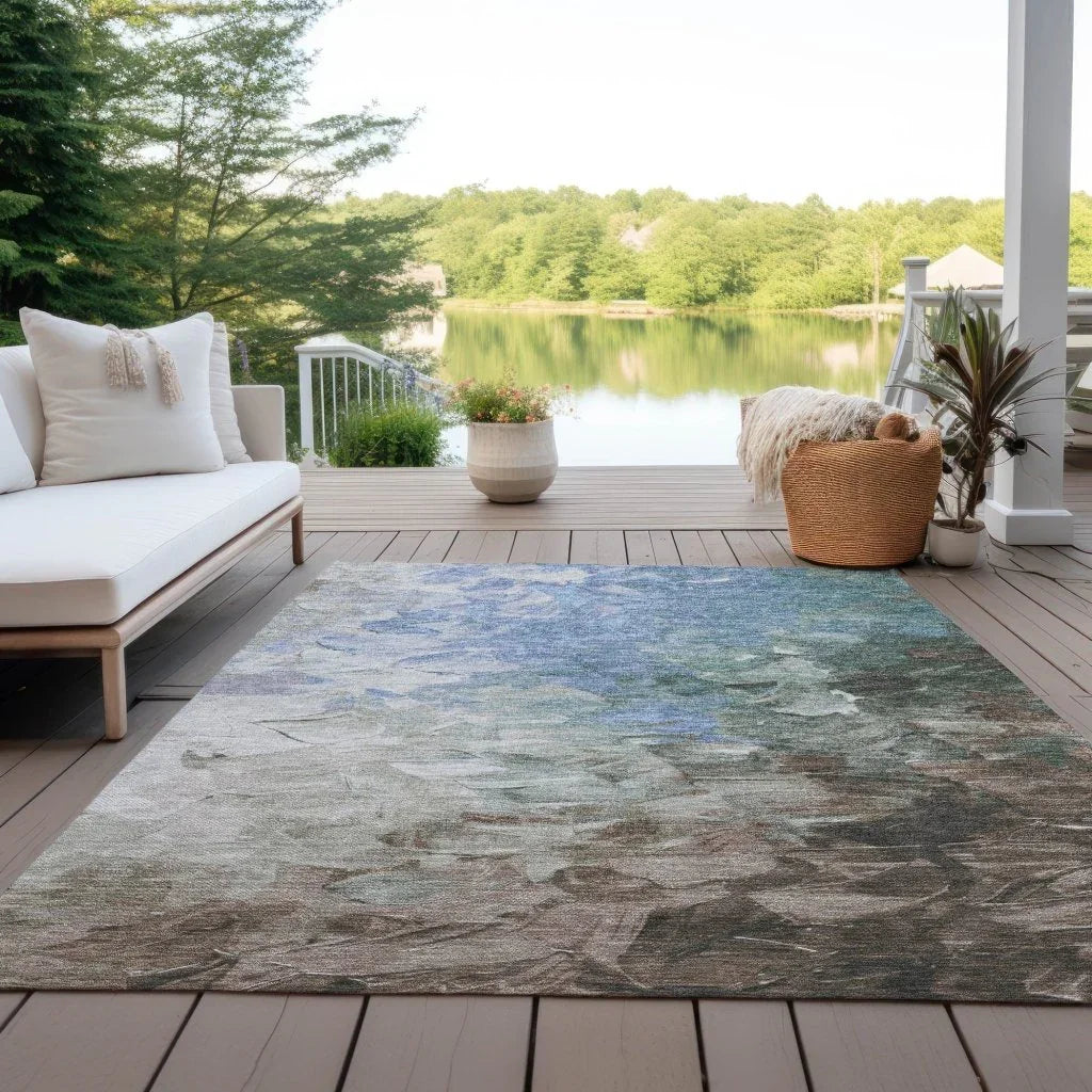 Braearis Blue Washable Indoor - Outdoor Rug - LOOMLAN - LOOMLAN Rugs - Outdoor Rugs
