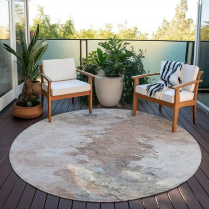 Braeas Brown Washable Indoor - Outdoor Rug - LOOMLAN - LOOMLAN Rugs - Outdoor Rugs