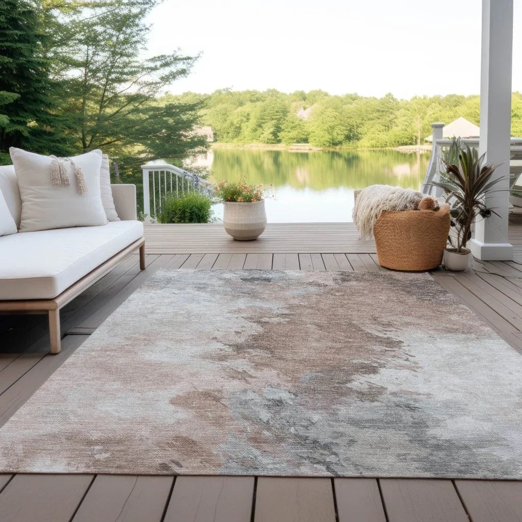 Braeas Brown Washable Indoor - Outdoor Rug - LOOMLAN - LOOMLAN Rugs - Outdoor Rugs