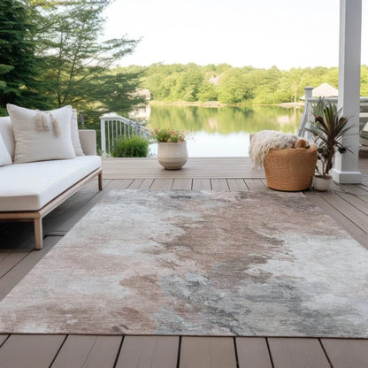 Braeas Brown Washable Indoor - Outdoor Rug - LOOMLAN - LOOMLAN Rugs - Outdoor Rugs