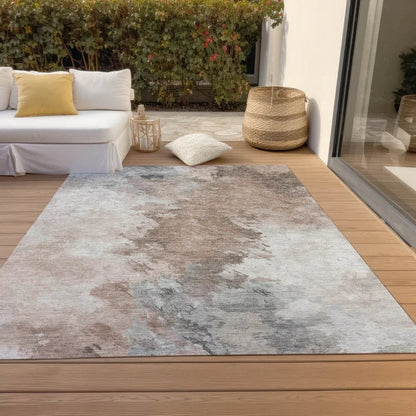 Braeas Brown Washable Indoor - Outdoor Rug - LOOMLAN - LOOMLAN Rugs - Outdoor Rugs
