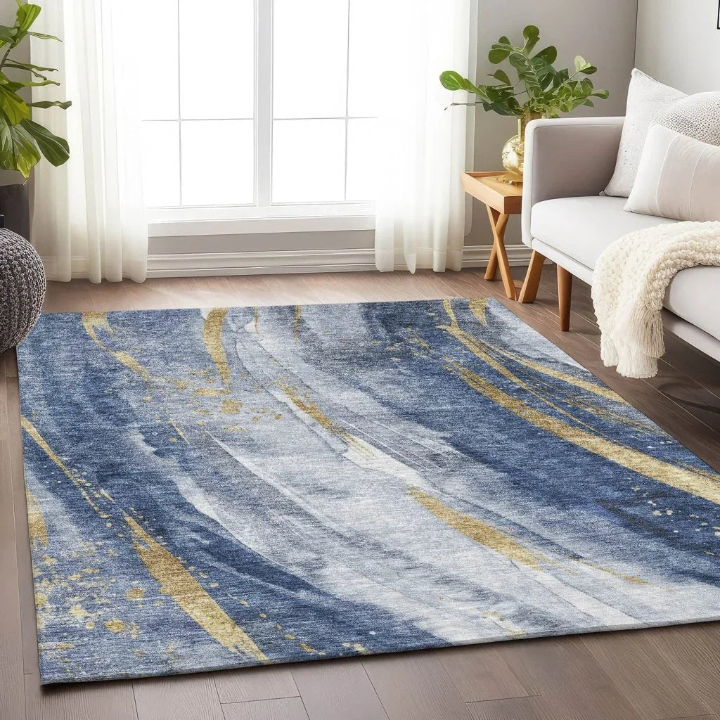 Braeon Blue Washable Indoor - Outdoor Rug - LOOMLAN - LOOMLAN Rugs - Outdoor Rugs