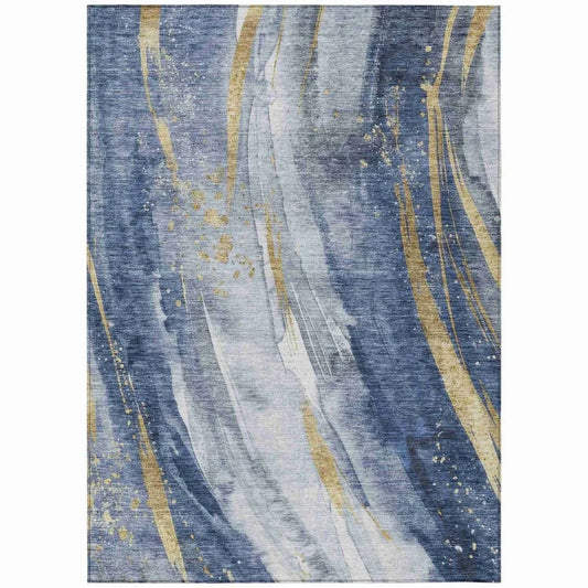 Braeon Blue Washable Indoor - Outdoor Rug - LOOMLAN - LOOMLAN Rugs - Outdoor Rugs