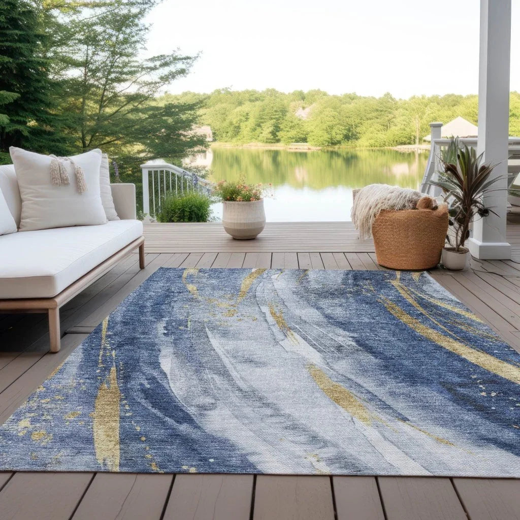 Braeon Blue Washable Indoor - Outdoor Rug - LOOMLAN - LOOMLAN Rugs - Outdoor Rugs