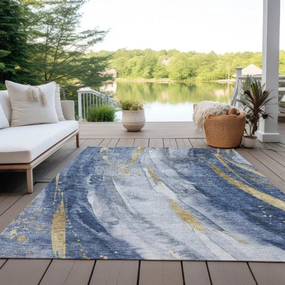 Braeon Blue Washable Indoor - Outdoor Rug - LOOMLAN - LOOMLAN Rugs - Outdoor Rugs