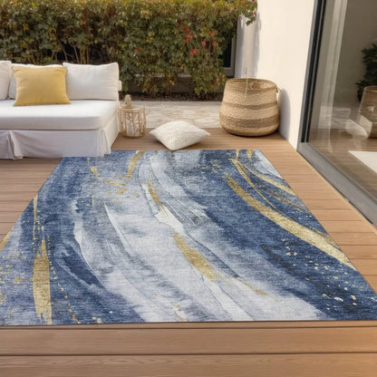 Braeon Blue Washable Indoor - Outdoor Rug - LOOMLAN - LOOMLAN Rugs - Outdoor Rugs