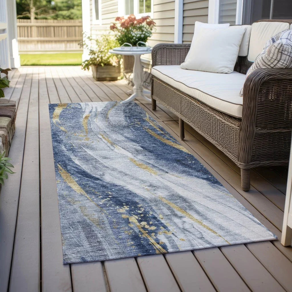 Braeon Blue Washable Indoor - Outdoor Rug - LOOMLAN - LOOMLAN Rugs - Outdoor Rugs
