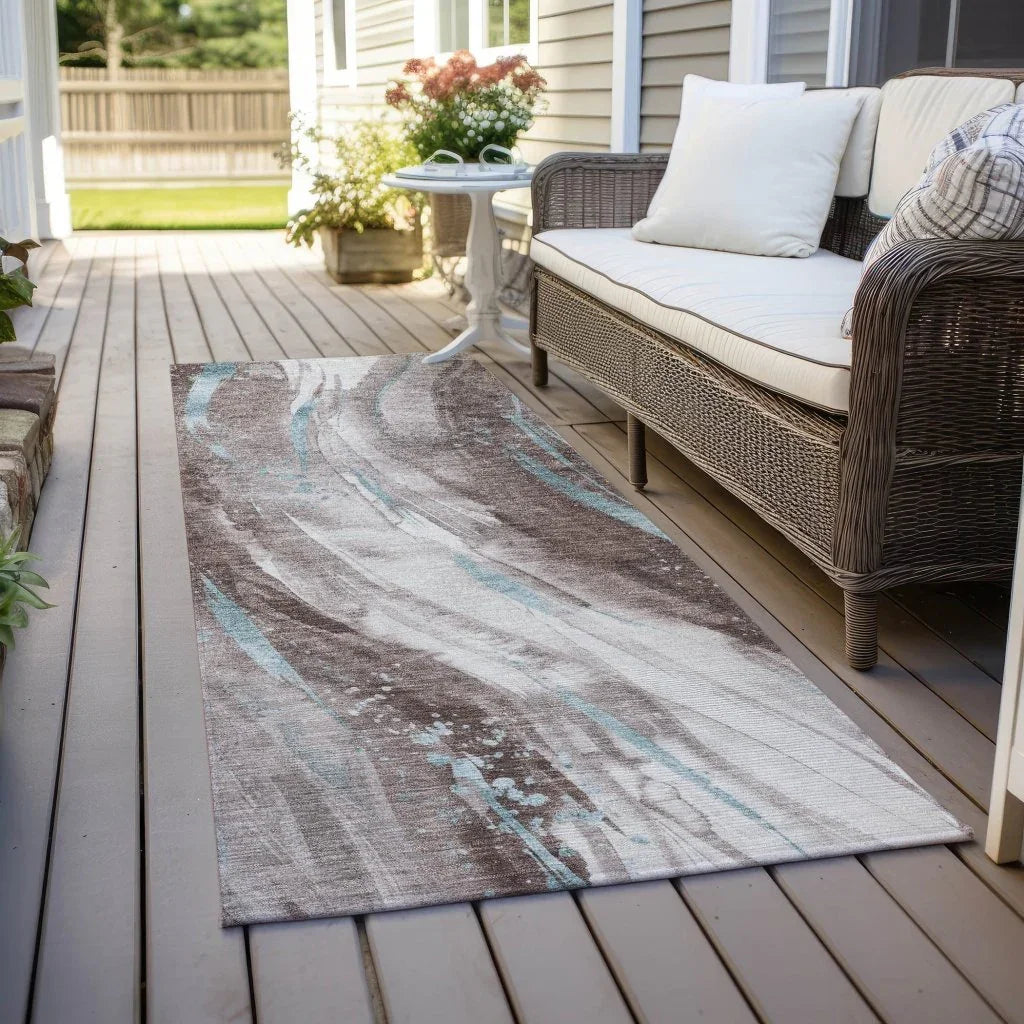 Braeon Brown Washable Indoor - Outdoor Rug - LOOMLAN - LOOMLAN Rugs - Outdoor Rugs