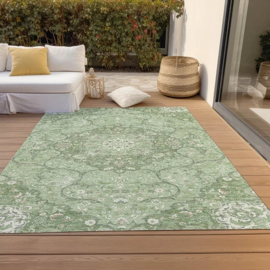 Braeor Green Washable Indoor - Outdoor Rug - LOOMLAN - LOOMLAN Rugs - Outdoor Rugs