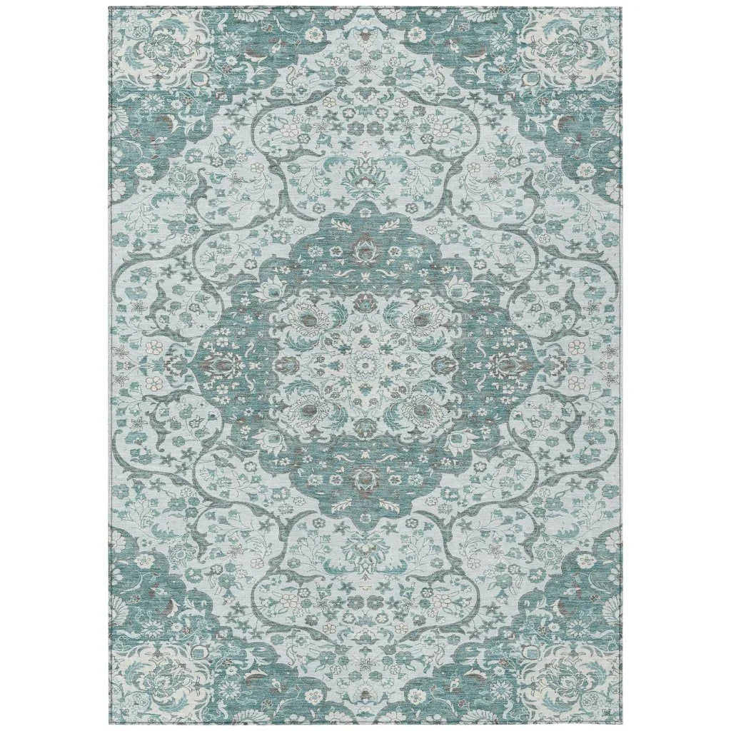 Braeor Teal Washable Indoor - Outdoor Rug - LOOMLAN - LOOMLAN Rugs - Outdoor Rugs