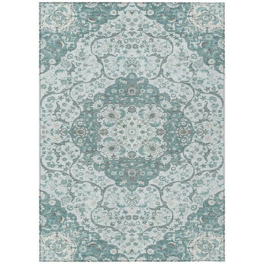 Braeor Teal Washable Indoor - Outdoor Rug - LOOMLAN - LOOMLAN Rugs - Outdoor Rugs