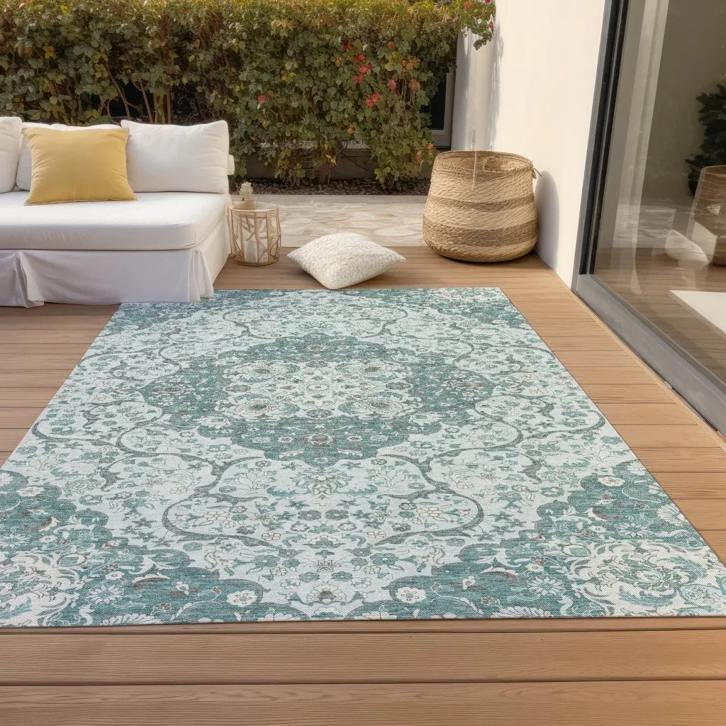 Braeor Teal Washable Indoor - Outdoor Rug - LOOMLAN - LOOMLAN Rugs - Outdoor Rugs