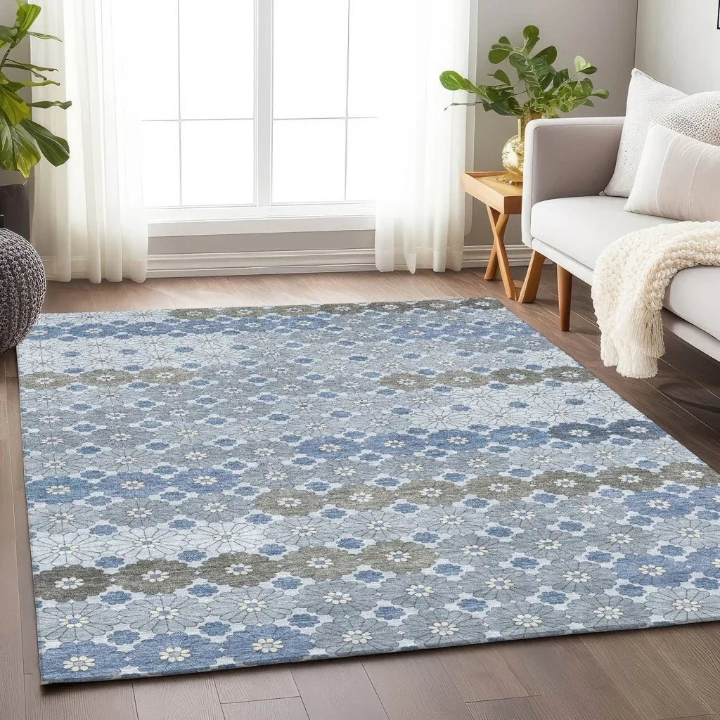 Braeyn Blue Washable Indoor - Outdoor Rug - LOOMLAN - LOOMLAN Rugs - Outdoor Rugs