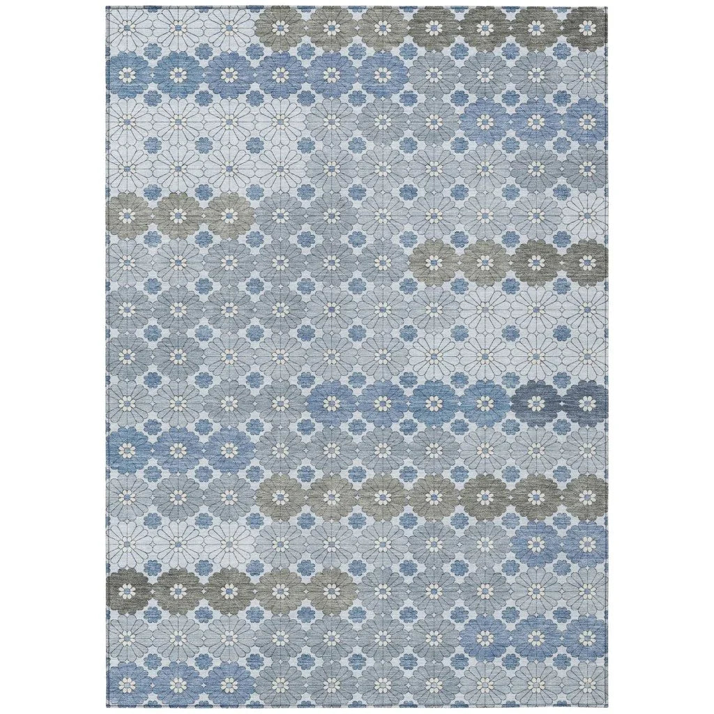 Braeyn Blue Washable Indoor - Outdoor Rug - LOOMLAN - LOOMLAN Rugs - Outdoor Rugs