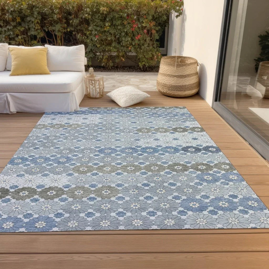 Braeyn Blue Washable Indoor - Outdoor Rug - LOOMLAN - LOOMLAN Rugs - Outdoor Rugs
