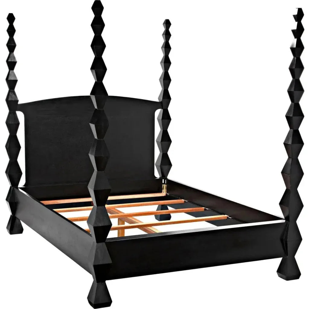 Brancusi Black Wooden Bed Frame - LOOMLAN - Noir - Beds