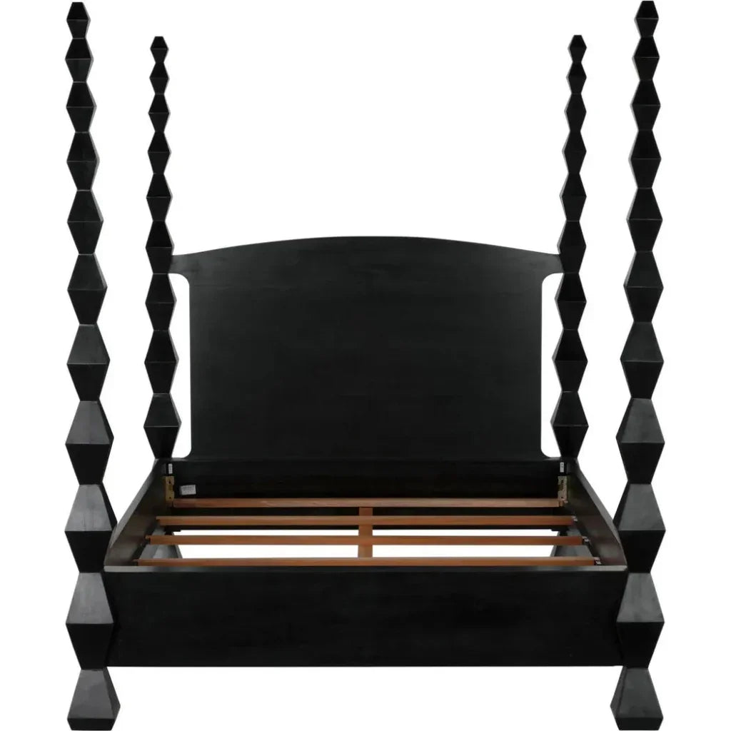 Brancusi Black Wooden Bed Frame - LOOMLAN - Noir - Beds