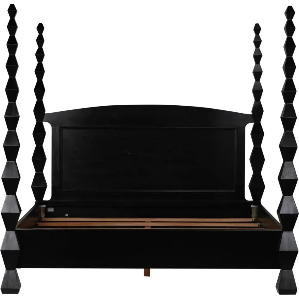 Brancusi Black Wooden Bed Frame - LOOMLAN - Noir - Beds