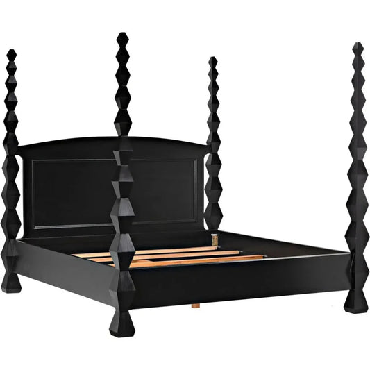 Brancusi Black Wooden Bed Frame - LOOMLAN - Noir - Beds