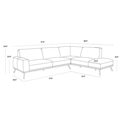 Brandi Sofa Chaise Camel Leather With Modern - LOOMLAN - SUNPAN - Sofas & Loveseats