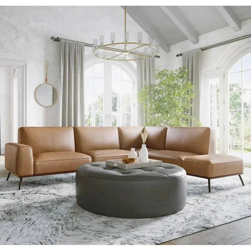 Brandi Sofa Chaise Camel Leather With Modern - LOOMLAN - SUNPAN - Sofas & Loveseats