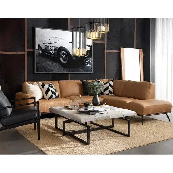 Brandi Sofa Chaise Camel Leather With Modern - LOOMLAN - SUNPAN - Sofas & Loveseats