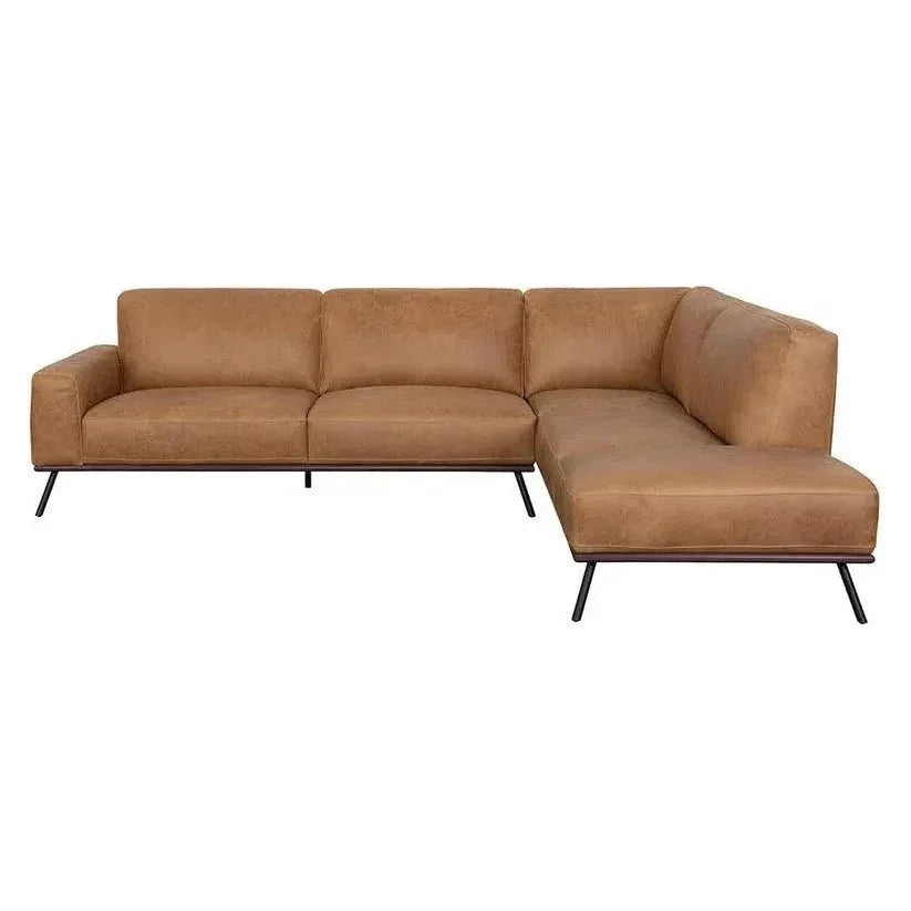 Brandi Sofa Chaise Camel Leather With Modern - LOOMLAN - SUNPAN - Sofas & Loveseats