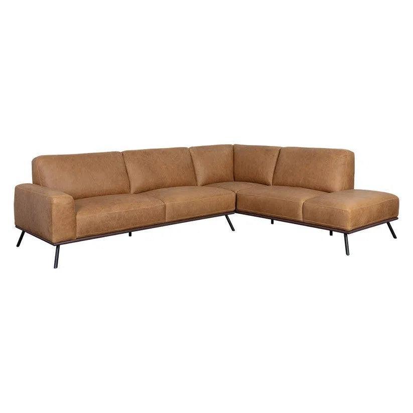 Brandi Sofa Chaise Camel Leather With Modern - LOOMLAN - SUNPAN - Sofas & Loveseats