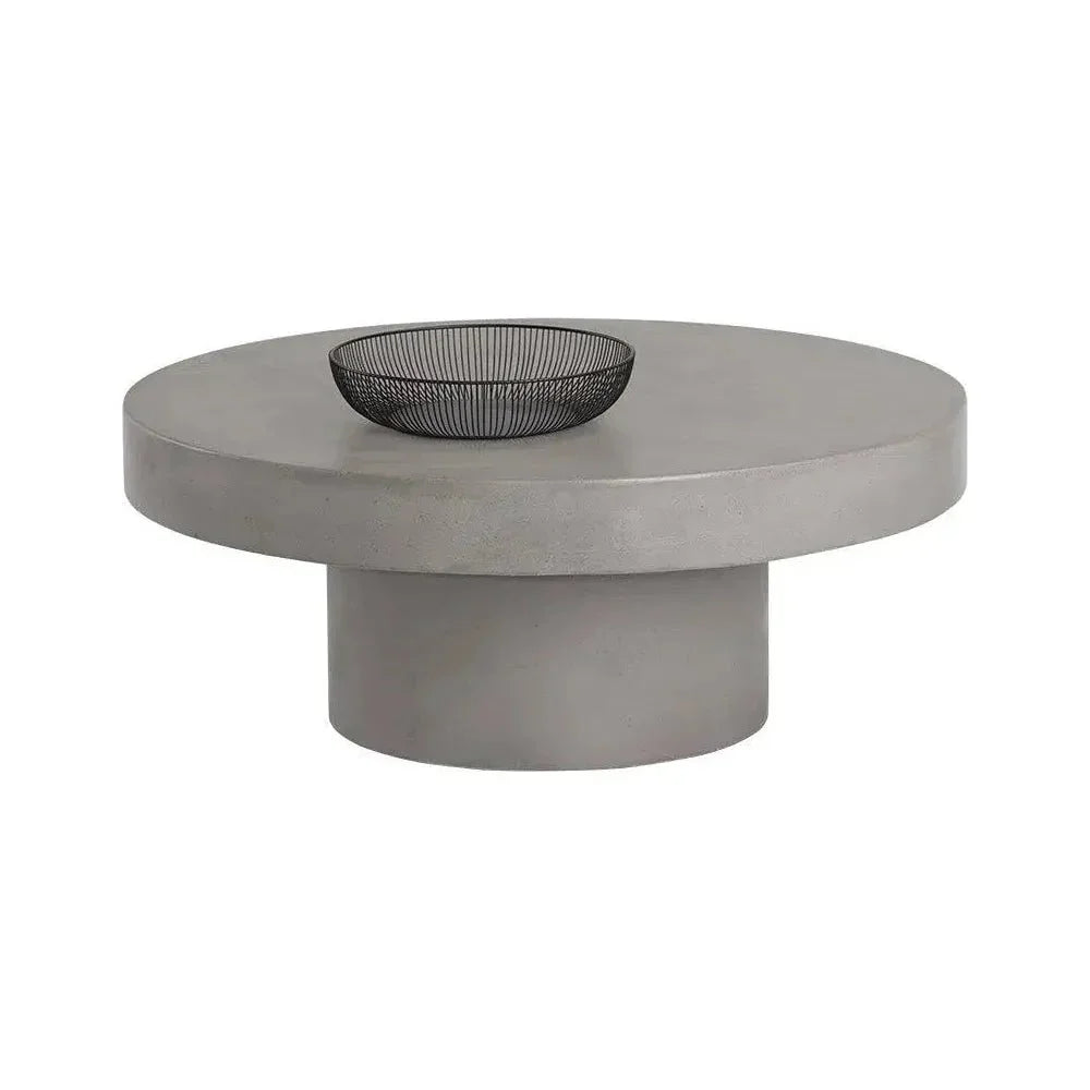 Brando Concrete Outdoor Round Coffee Table-Outdoor Coffee Tables-SUNPAN-LOOMLAN