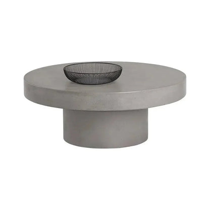 Brando Concrete Outdoor Round Coffee Table-Outdoor Coffee Tables-SUNPAN-LOOMLAN