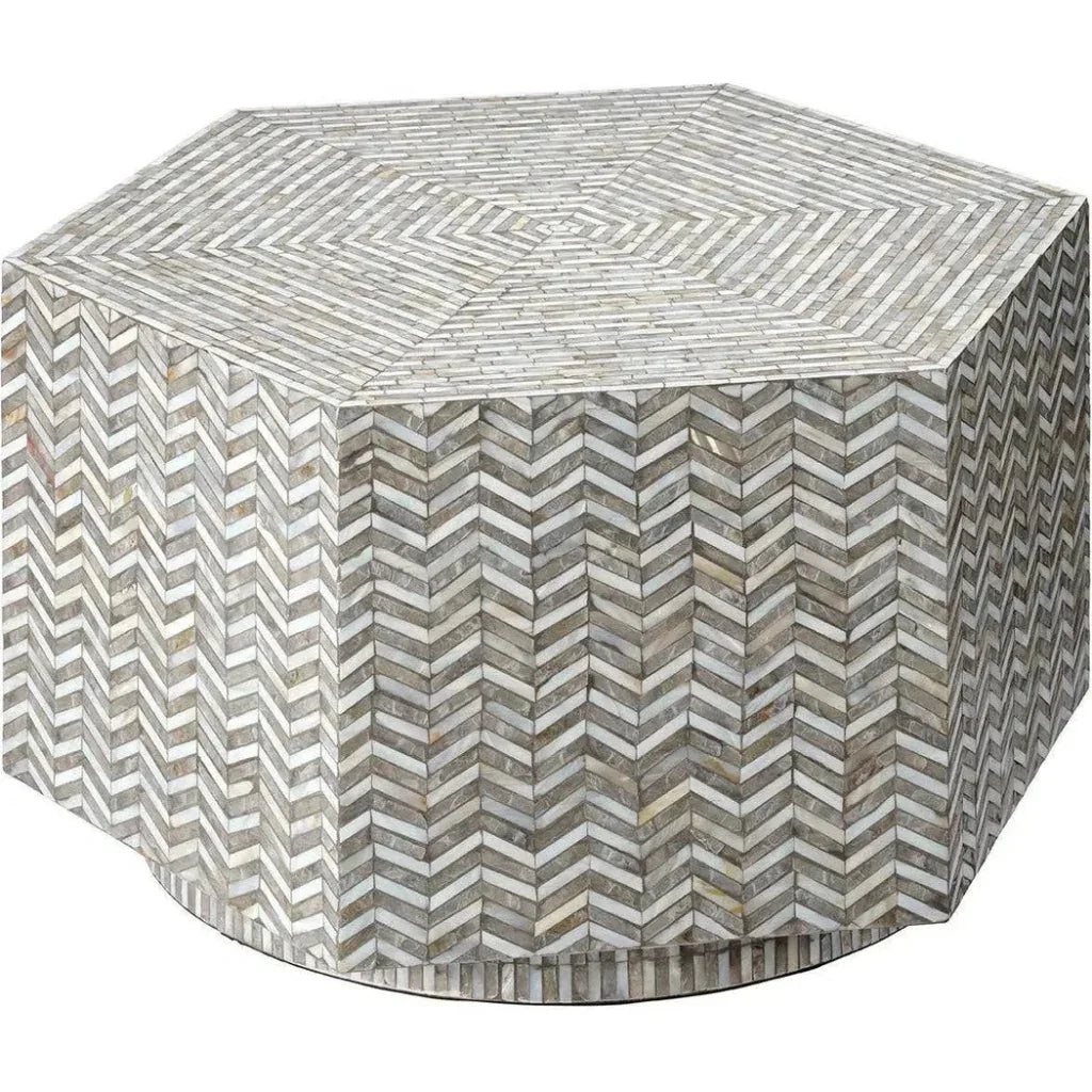 Brando Hexagon Coffee Table Mother Of Pearl - LOOMLAN - Jamie Young - Coffee Tables