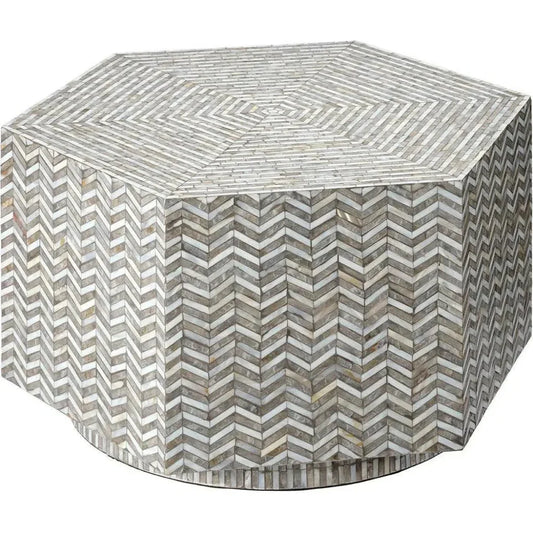 Brando Hexagon Coffee Table Mother Of Pearl - LOOMLAN - Jamie Young - Coffee Tables