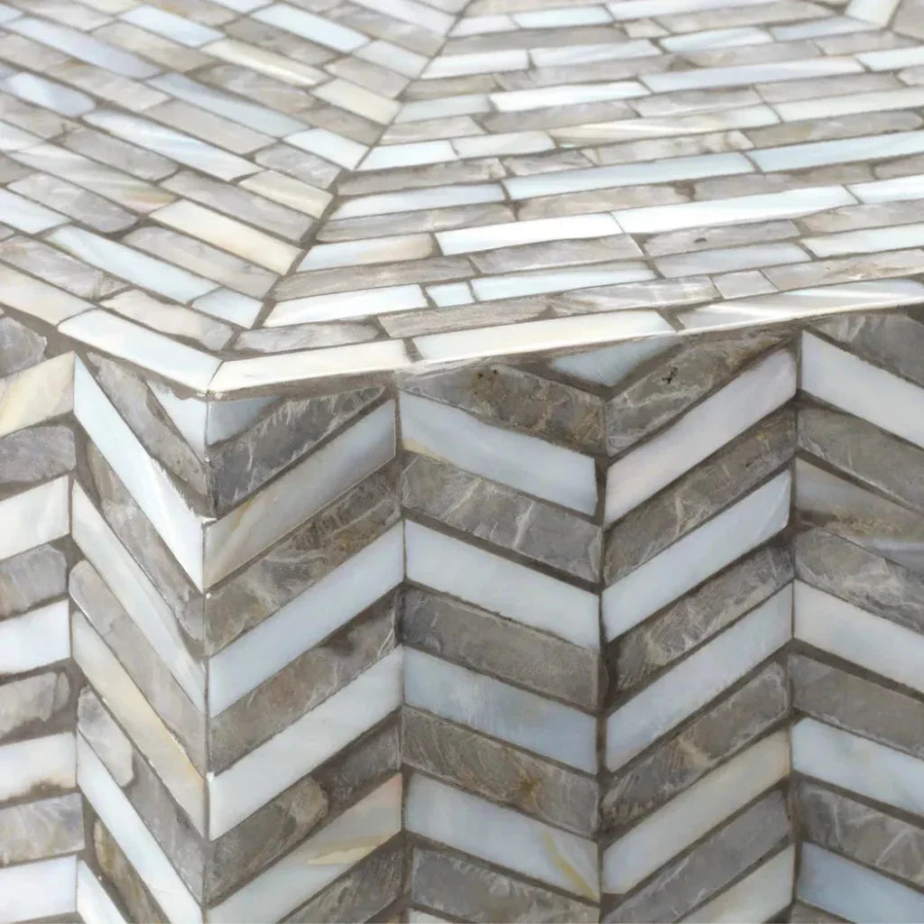 Brando Hexagon Side Table Mother of Pearl - LOOMLAN - Jamie Young - Side Tables