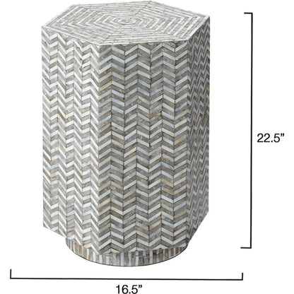 Brando Hexagon Side Table Mother of Pearl - LOOMLAN - Jamie Young - Side Tables