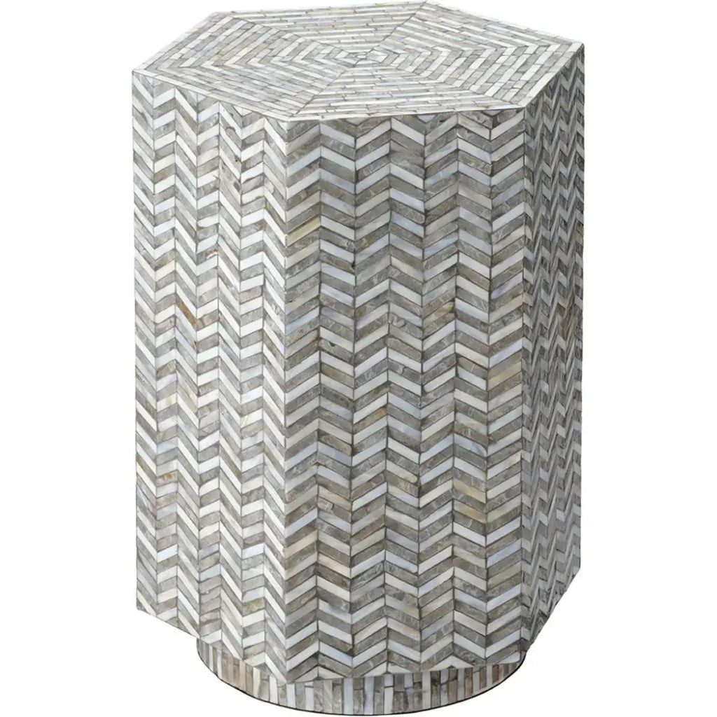 Brando Hexagon Side Table Mother of Pearl - LOOMLAN - Jamie Young - Side Tables