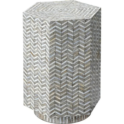 Brando Hexagon Side Table Mother of Pearl - LOOMLAN - Jamie Young - Side Tables