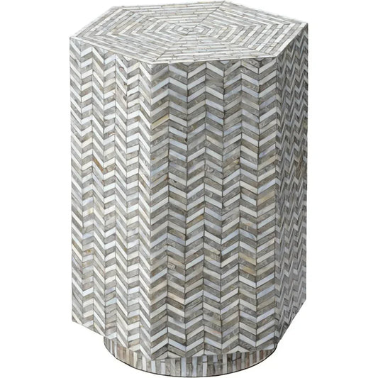 Brando Hexagon Side Table Mother of Pearl - LOOMLAN - Jamie Young - Side Tables