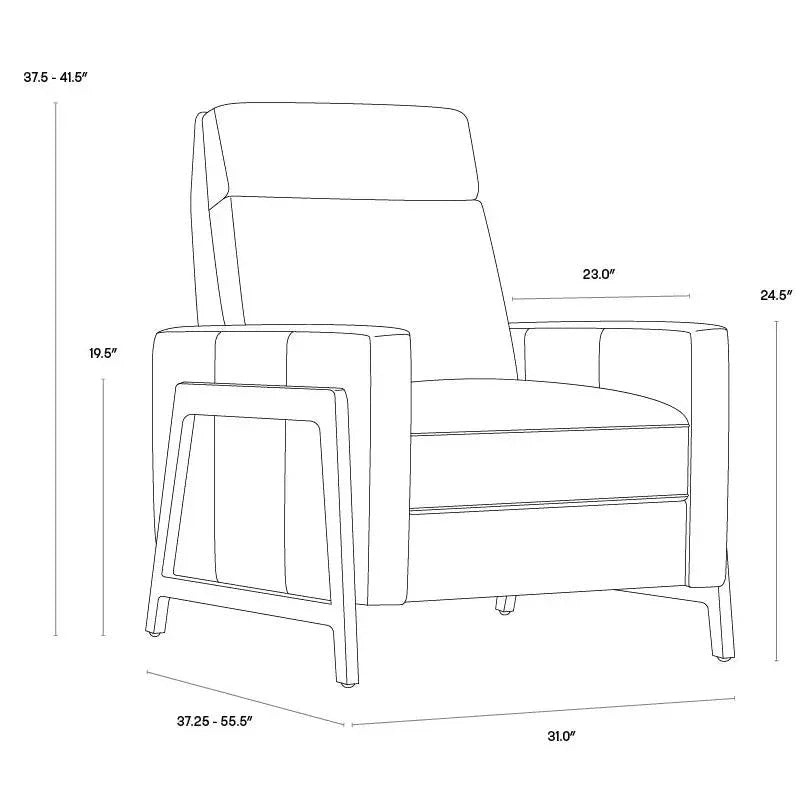 Brandon Recliner Shalimar Tobacco Leather Chair - LOOMLAN - SUNPAN - Club Chairs
