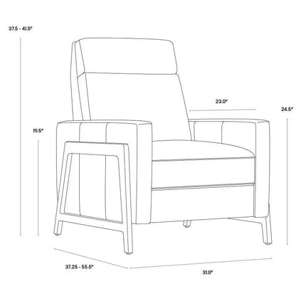Brandon Recliner Shalimar Tobacco Leather Chair - LOOMLAN - SUNPAN - Club Chairs