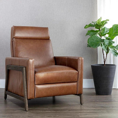 Brandon Recliner Shalimar Tobacco Leather Chair - LOOMLAN - SUNPAN - Club Chairs
