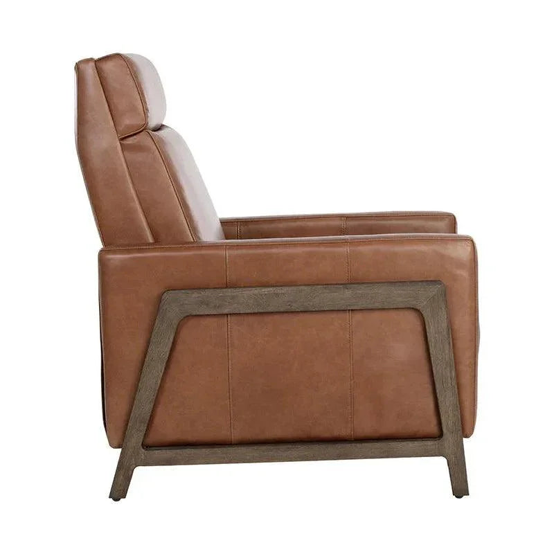 Brandon Recliner Shalimar Tobacco Leather Chair - LOOMLAN - SUNPAN - Club Chairs