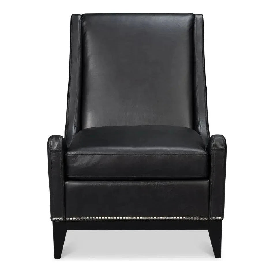 Brandy Leather Black Armless Accent Chair - LOOMLAN - Sarreid - Accent Chairs