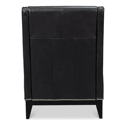Brandy Leather Black Armless Accent Chair - LOOMLAN - Sarreid - Accent Chairs