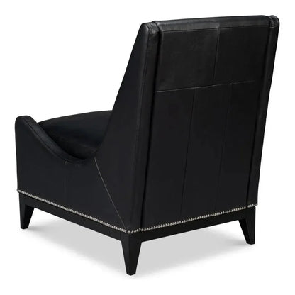 Brandy Leather Black Armless Accent Chair - LOOMLAN - Sarreid - Accent Chairs