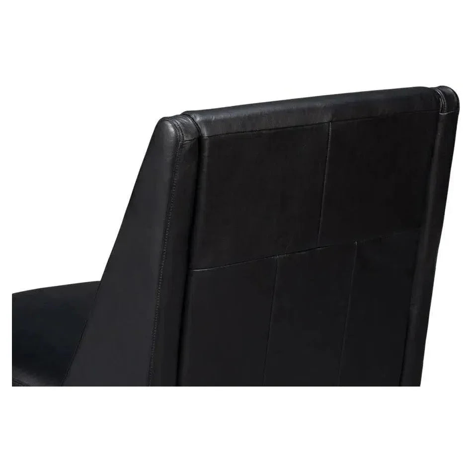 Brandy Leather Black Armless Accent Chair - LOOMLAN - Sarreid - Accent Chairs